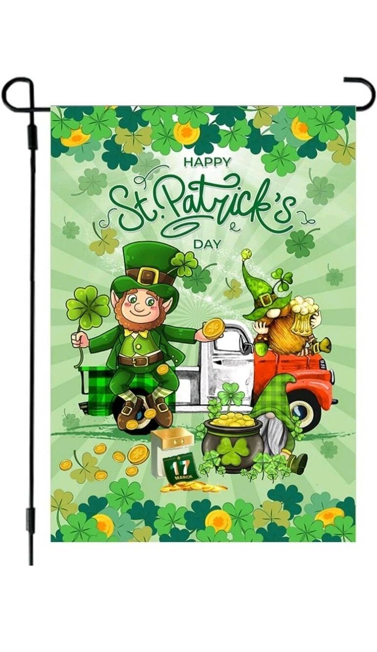 Q-Leo St Patricks Day Flag, Garden Flag 12x18 in Double Side, St. Patrick's Day
